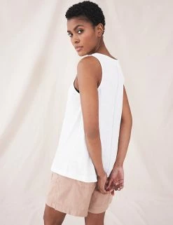 Discount ✔️ White Stuff Vests Pure Cotton Scoop Neck Sleeveless Vest Top 🎁 -New In Womens Sales 2022 SD 10 T83 4486 Z0 X EC 1