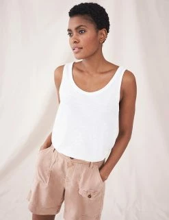 Discount ✔️ White Stuff Vests Pure Cotton Scoop Neck Sleeveless Vest Top 🎁 -New In Womens Sales 2022 SD 10 T83 4486 Z0 X EC 2