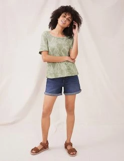 Promo 😉 White Stuff Women Organic Cotton Leaf Print T-Shirt 💯