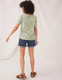 Promo 😉 White Stuff Women Organic Cotton Leaf Print T-Shirt 💯 -New In Womens Sales 2022 SD 10 T83 4487 J4 X EC 1