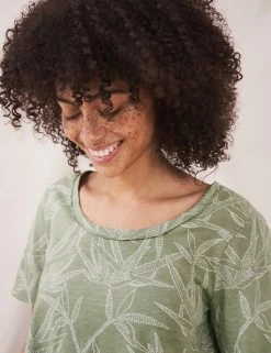 Promo 😉 White Stuff Women Organic Cotton Leaf Print T-Shirt 💯 -New In Womens Sales 2022 SD 10 T83 4487 J4 X EC 2