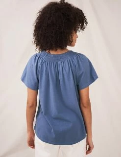 New 🎁 White Stuff Women Pure Cotton Embroidered Short Sleeve Top 🥰 -New In Womens Sales 2022 SD 10 T83 4495 E0 X EC 1