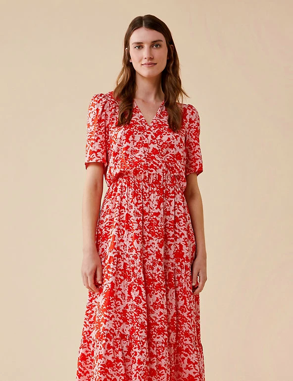 Coupon 🥰 Finery London 👗 Dresses Printed V-Neck Short Sleeve Midi Wrap 👗 Dress 👍 3 Coupon 🥰 Finery London 👗 Dresses Printed V-Neck Short Sleeve Midi Wrap 👗 Dress 👍 - Image 3