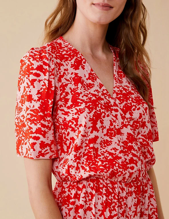 Coupon 🥰 Finery London 👗 Dresses Printed V-Neck Short Sleeve Midi Wrap 👗 Dress 👍 4 Coupon 🥰 Finery London 👗 Dresses Printed V-Neck Short Sleeve Midi Wrap 👗 Dress 👍 - Image 4