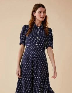 Outlet 💯 Finery London 👗 Dresses Polka Dot Midi 👚 Shirt 👗 Dress ✔️ -New In Womens Sales 2022 SD 10 T83 4619 F4 X EC 1