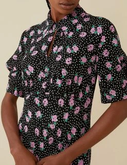 Outlet 🔔 Finery London 👗 Dresses Floral Puff Sleeve Midi Tea 👗 Dress 🌟 -New In Womens Sales 2022 SD 10 T83 4645 Y4 X EC 2