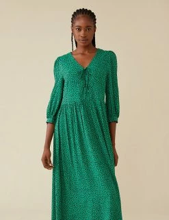 Outlet 🌟 Finery London 👗 Dresses Geometric V-Neck Tea 👗 Dress 🔔 -New In Womens Sales 2022 SD 10 T83 4648 J4 X EC 1