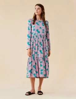 Discount 😍 Finery London 👗 Dresses Leaf Print Midi Tiered 👗 Dress ✔️ -New In Womens Sales 2022 SD 10 T83 4658 A4 X EC 1