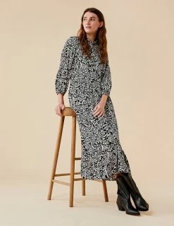 Best Pirce 😉 Finery London 👗 Dresses Printed Button Through Midi Waisted 👗 Dress 🧨