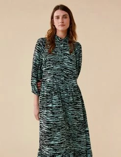 Best Sale 🥰 Finery London 👗 Dresses Animal Print 3/4 Sleeve Midi Waisted 👗 Dress 🤩 -New In Womens Sales 2022 SD 10 T83 4683 J4 X EC 1