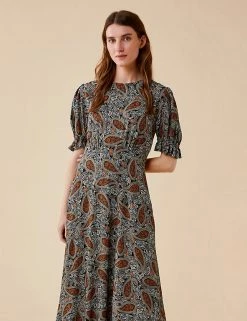 Best Pirce ⭐ Finery London 👗 Dresses Paisley Short Sleeve Tea 👗 Dress 🧨 -New In Womens Sales 2022 SD 10 T83 4742 N4 X EC 1