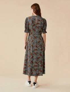 Best Pirce ⭐ Finery London 👗 Dresses Paisley Short Sleeve Tea 👗 Dress 🧨 -New In Womens Sales 2022 SD 10 T83 4742 N4 X EC 3