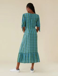 Flash Sale ⌛ Finery London 👗 Dresses Gingham Puff Sleeve Midi Tiered Tea 👗 Dress 🛒 -New In Womens Sales 2022 SD 10 T83 4749 J4 X EC 3