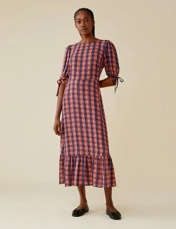 Flash Sale 🎁 Finery London 👗 Dresses Gingham Puff Sleeve Midi Tiered Tea 👗 Dress 👏