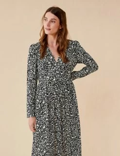 Discount 🛒 Finery London 👗 Dresses Floral V-Neck Midi Waisted 👗 Dress 🔥 -New In Womens Sales 2022 SD 10 T83 4753 Y4 X EC 1