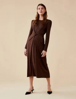 Hot Sale 🧨 Finery London 👗 Dresses Knotted Round Neck Midi Waisted 👗 Dress ⭐