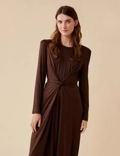 Hot Sale 🧨 Finery London 👗 Dresses Knotted Round Neck Midi Waisted 👗 Dress ⭐ -New In Womens Sales 2022 SD 10 T83 4759 K5 X EC 1