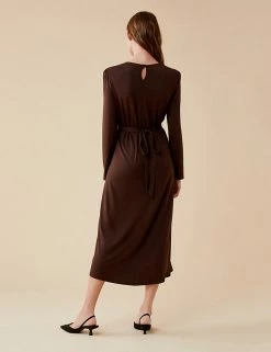 Hot Sale 🧨 Finery London 👗 Dresses Knotted Round Neck Midi Waisted 👗 Dress ⭐ -New In Womens Sales 2022 SD 10 T83 4759 K5 X EC 2