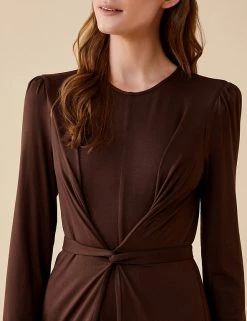 Hot Sale 🧨 Finery London 👗 Dresses Knotted Round Neck Midi Waisted 👗 Dress ⭐ -New In Womens Sales 2022 SD 10 T83 4759 K5 X EC 3