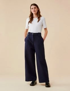 Outlet 🛒 Finery London Trousers Cotton Rich Wide Leg Culottes 🧨