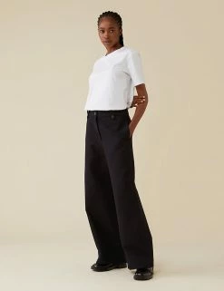 Outlet 🛒 Finery London Trousers Cotton Rich Wide Leg Culottes 🧨 -New In Womens Sales 2022 SD 10 T83 4760 Y0 X EC 0