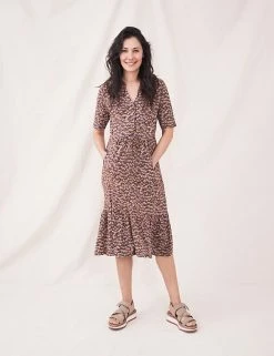 Coupon ⭐ White Stuff 👗 Dresses Jersey Printed V-Neck Midi Tiered Tea 👗 Dress 🎉