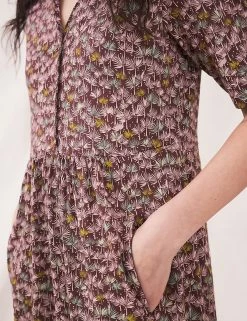 Coupon ⭐ White Stuff 👗 Dresses Jersey Printed V-Neck Midi Tiered Tea 👗 Dress 🎉 -New In Womens Sales 2022 SD 10 T83 4848 N4 X EC 1