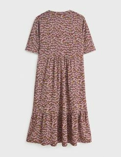 Coupon ⭐ White Stuff 👗 Dresses Jersey Printed V-Neck Midi Tiered Tea 👗 Dress 🎉 -New In Womens Sales 2022 SD 10 T83 4848 N4 X EC 3