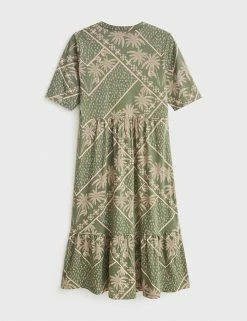 Flash Sale 👍 White Stuff 👗 Dresses Jersey Printed V-Neck Midi Tiered Tea 👗 Dress 🛒 -New In Womens Sales 2022 SD 10 T83 4849 J4 X EC 3