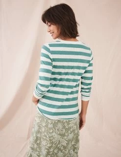 Outlet 🎉 White Stuff Women Pure Cotton Striped Long Sleeve Top ⭐ -New In Womens Sales 2022 SD 10 T83 4866 XT X EC 2