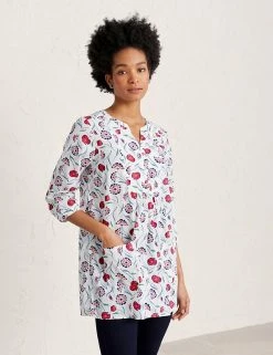Cheapest 🎁 Seasalt Cornwall Tunics Organic Cotton Floral 3/4 Sleeve Tunic 🎁 -New In Womens Sales 2022 SD 10 T83 5045 NB X EC 2