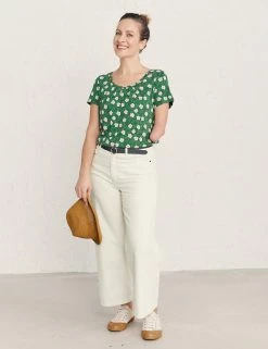 Outlet 🌟 Seasalt Cornwall Women Cotton Blend Floral Short Sleeve Top 😀 -New In Womens Sales 2022 SD 10 T83 5054 J4 X EC 2