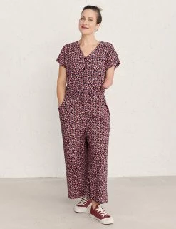 Deals 🧨 Seasalt Cornwall 👗 Dresses Cotton Rich Floral V-Neck Wide Leg Jumpsuit ✔️ -New In Womens Sales 2022 SD 10 T83 5069 F4 X EC 1