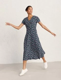 Outlet 🔥 Seasalt Cornwall 👗 Dresses Organic Cotton Floral Midi Waisted 👗 Dress 🤩