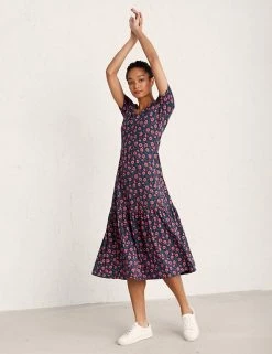 Best Pirce ⭐ Seasalt Cornwall 👗 Dresses Jersey Floral Midi Tiered Waisted 👗 Dress 🎁 -New In Womens Sales 2022 SD 10 T83 5088 F4 X EC 1