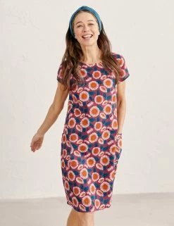 New 😉 Seasalt Cornwall 👗 Dresses Linen Rich Floral Knee Length Shift 👗 Dress 🎉