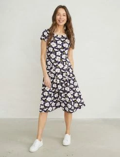 Cheap 👍 Seasalt Cornwall 👗 Dresses Cotton Rich Floral Scoop Neck Waisted 👗 Dress ✨