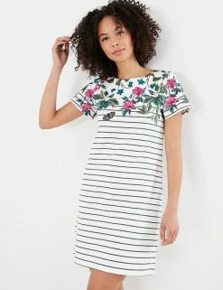 Cheapest 🛒 Joules 👗 Dresses Pure Cotton Floral Striped T-Shirt 👗 Dress 🛒