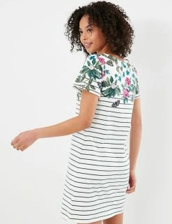 Cheapest 🛒 Joules 👗 Dresses Pure Cotton Floral Striped T-Shirt 👗 Dress 🛒 -New In Womens Sales 2022 SD 10 T83 5171 Z4 X EC 3