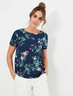 Coupon 🌟 Joules Women Pure Cotton Floral Crew Neck T-Shirt 🛒