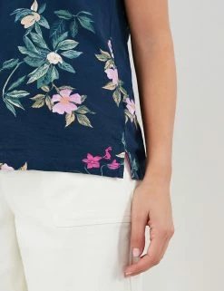 Coupon 🌟 Joules Women Pure Cotton Floral Crew Neck T-Shirt 🛒 -New In Womens Sales 2022 SD 10 T83 5172 F4 X EC 3