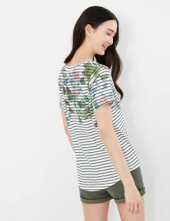 Hot Sale 🌟 Joules Women Pure Cotton Printed V-Neck T-Shirt 🔔 -New In Womens Sales 2022 SD 10 T83 5173 ZZ X EC 1