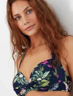Promo 🌟 Joules 👙 Bikinis Floral Twist Front Halterneck 👙 Bikini Top 🥰