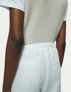 Deals ✔️ Jigsaw Pure Linen Side Zip Straight Leg Trousers ✔️ -New In Womens Sales 2022 SD 10 T83 5220 K0 X EC 2