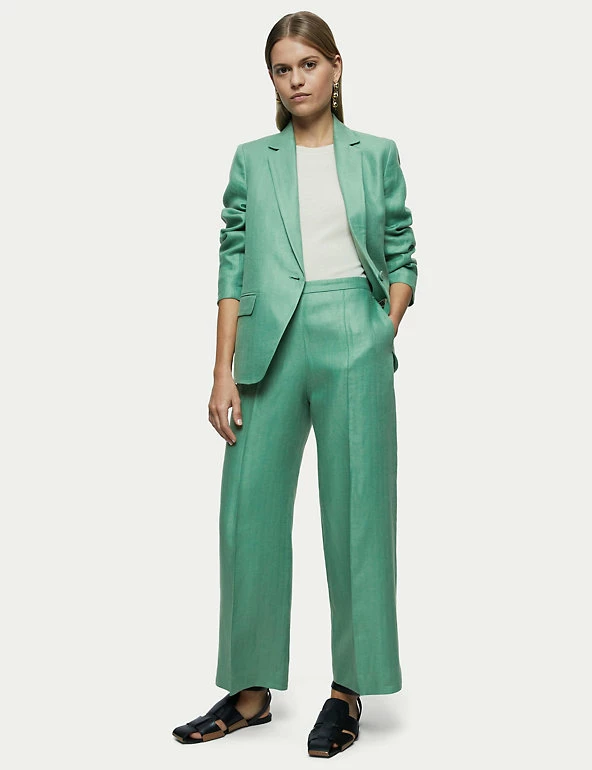 Brand new ๐งจ Jigsaw Pure Linen Herringbone Wide Leg Trousers ๐งจ 1 Brand new ๐งจ Jigsaw Pure Linen Herringbone Wide Leg Trousers ๐งจ