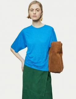 Best Pirce 👍 Jigsaw Women Pure Linen Crew Neck T-Shirt 🧨 -New In Womens Sales 2022 SD 10 T83 5244 E0 X EC 0