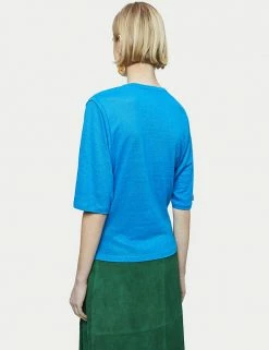 Best Pirce 👍 Jigsaw Women Pure Linen Crew Neck T-Shirt 🧨 -New In Womens Sales 2022 SD 10 T83 5244 E0 X EC 2