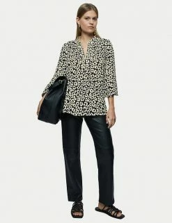 Cheapest ✨ Jigsaw 👕 Shirts & Blouses Animal Print V-Neck Long Sleeve Blouse 💯 -New In Womens Sales 2022 SD 10 T83 5341 Y4 X EC 4