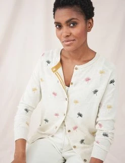 Deals ❤️ White Stuff Cardigans Organic Cotton Floral Crew Neck Cardigan 🛒