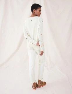 Deals ❤️ White Stuff Cardigans Organic Cotton Floral Crew Neck Cardigan 🛒 -New In Womens Sales 2022 SD 10 T83 5519 ZZ X EC 1